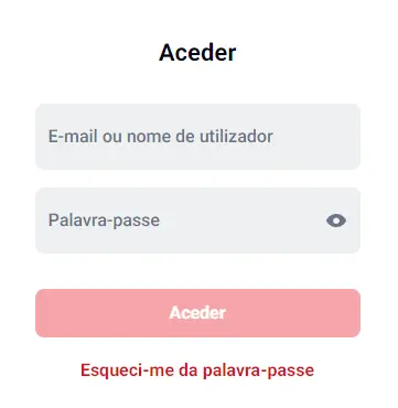 Área de início de sessão – entrar na conta de utilizador